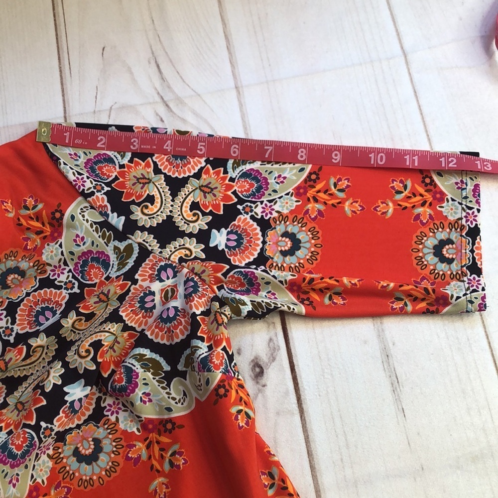ELIZA J Floral Print Short Sleeve Dress Bateau Neckline Zip Back Women’s 8 NWOT - Picture 5 of 16